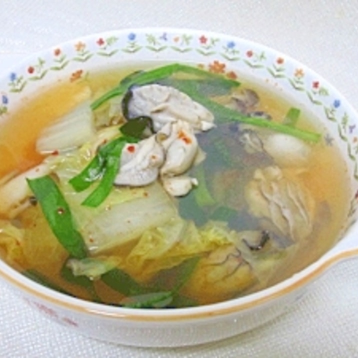 ダシが効いた濃厚な味☆　韓国風「カキのスープ」